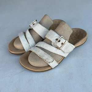 VIONIC | White Snakeskin Slip On Slippers
